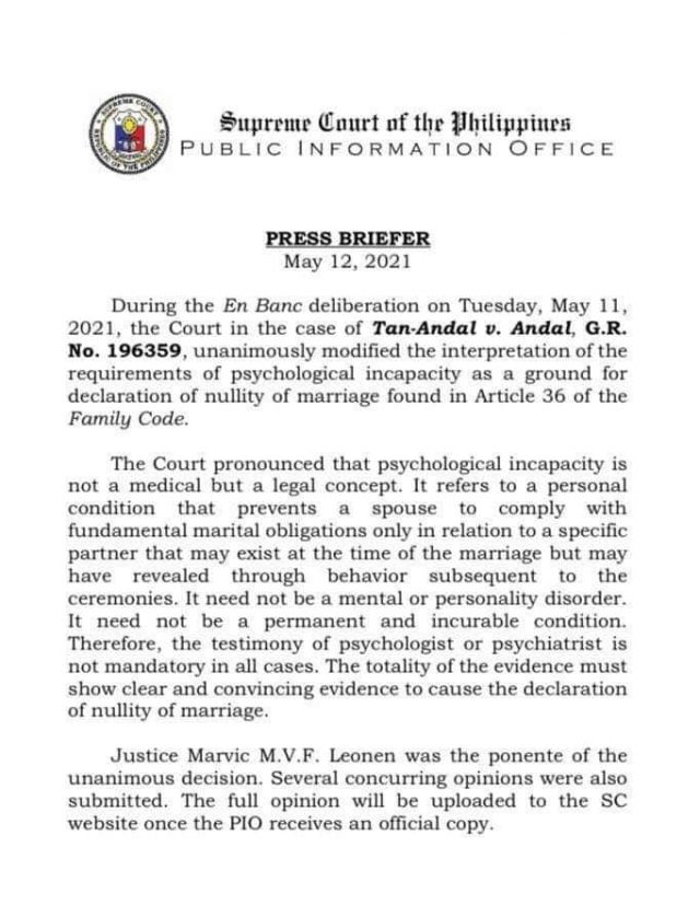 philippines-sc-revises-psychological-incapacity-as-legal-concept